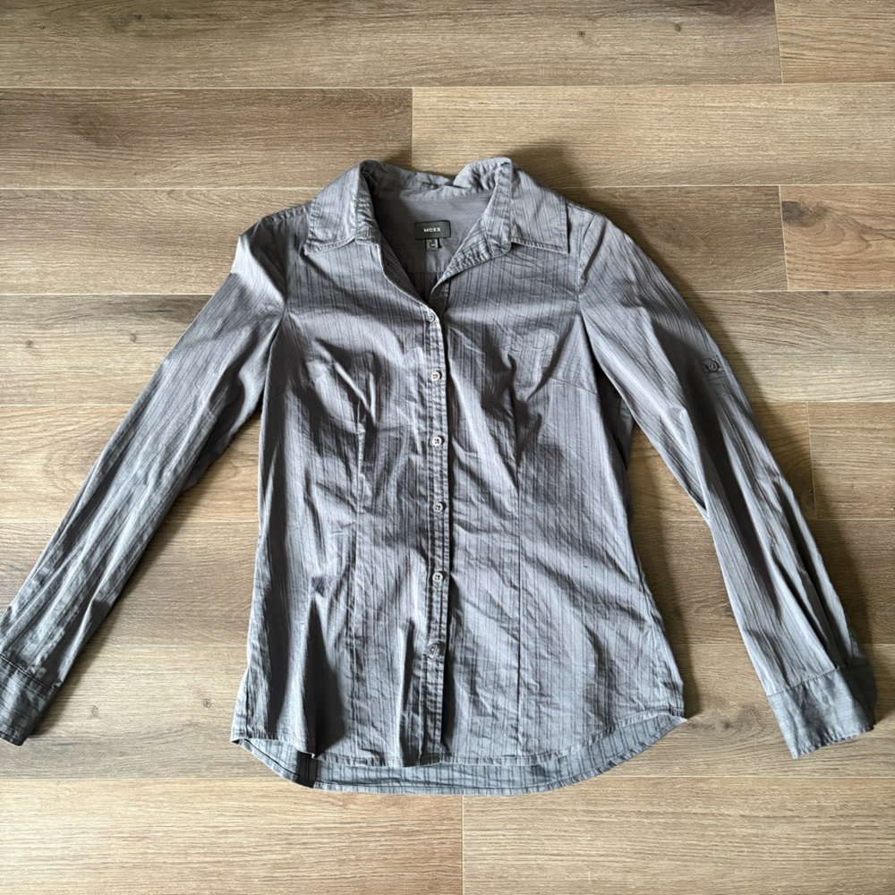 Mexx Light Gray Button-Front Shirt Jacket